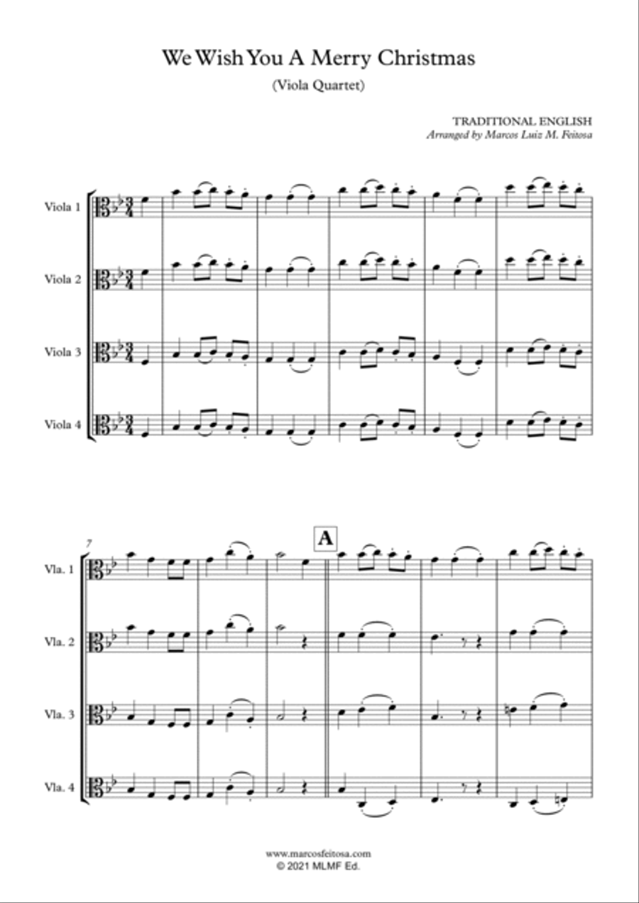 We Wish You A Merry Christmas - Viola Quartet String Quartet scores gallery preview page 3