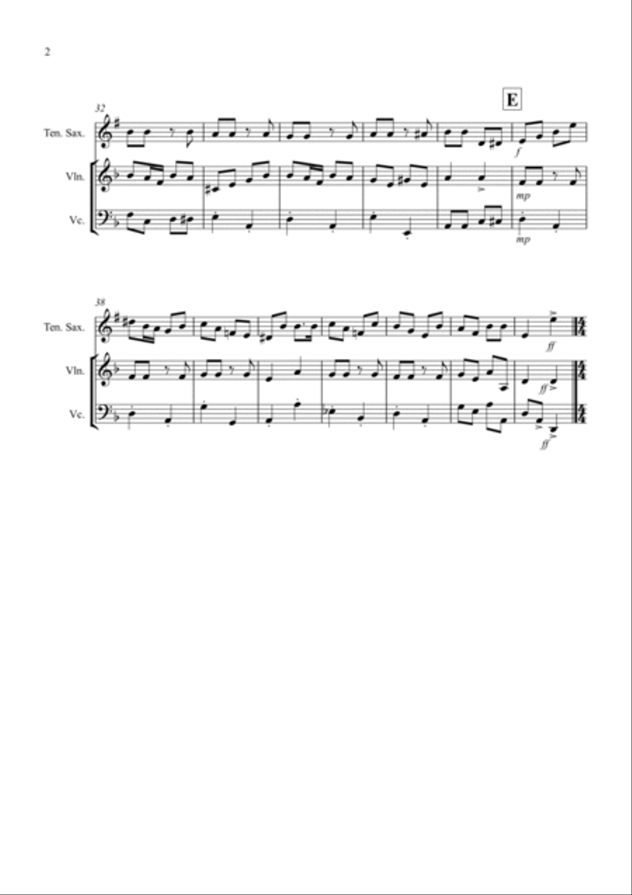 3 Halloween Pieces for Tenor Saxophone, Violin and Cello Trio Small Ensemble scores gallery preview page 2