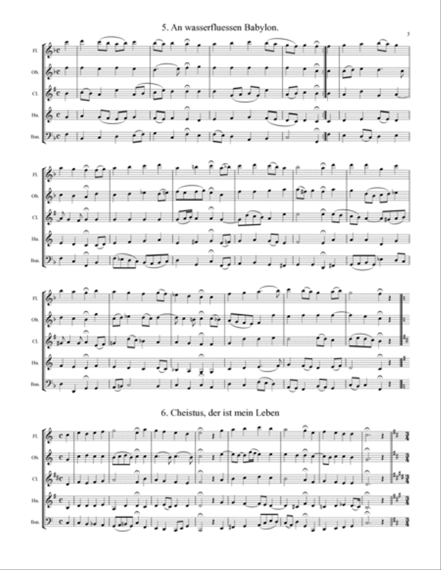 Bach Four-Part Chorales - 36 in Set (for Woodwind Quintet) 4-Part scores gallery preview page 4