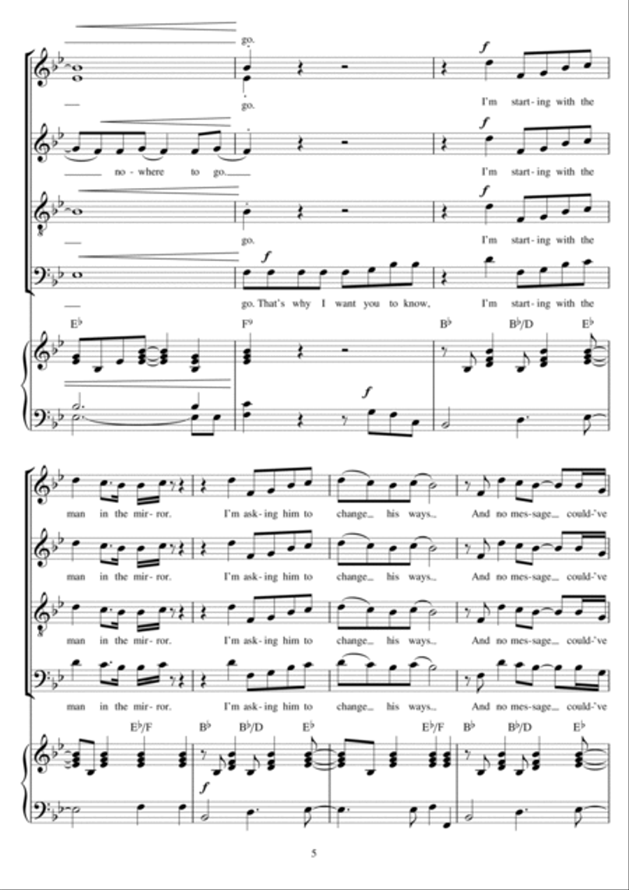 Man In The Mirror (arr. Jonathan Wikeley) 4-Part scores gallery preview page 5