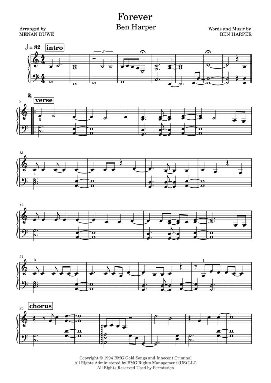 Forever Forever Piano Solo scores gallery preview page 1