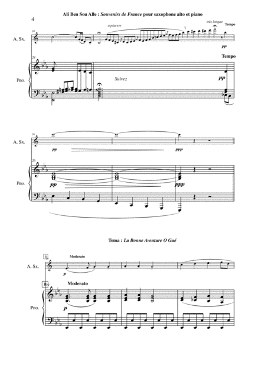 Ali Ben Sou Alle: Souvenirs de France for alto saxophone and piano Alto Saxophone scores gallery preview page 4