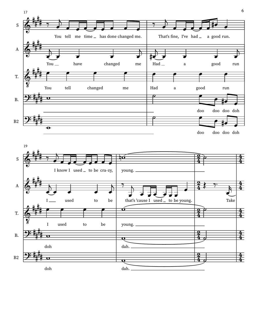 Used To Be Young Choir scores gallery preview page 6