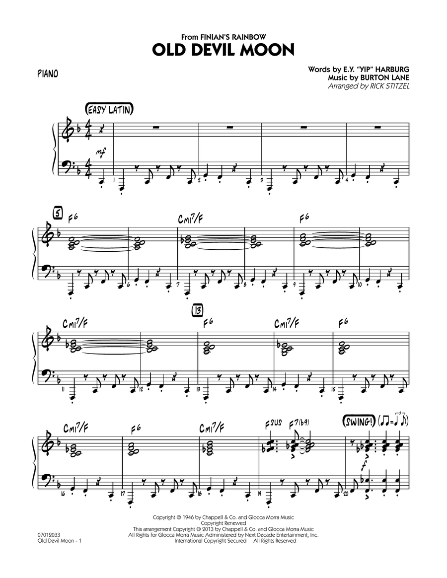 Old Devil Moon - Piano Jazz Ensemble scores gallery preview page 1