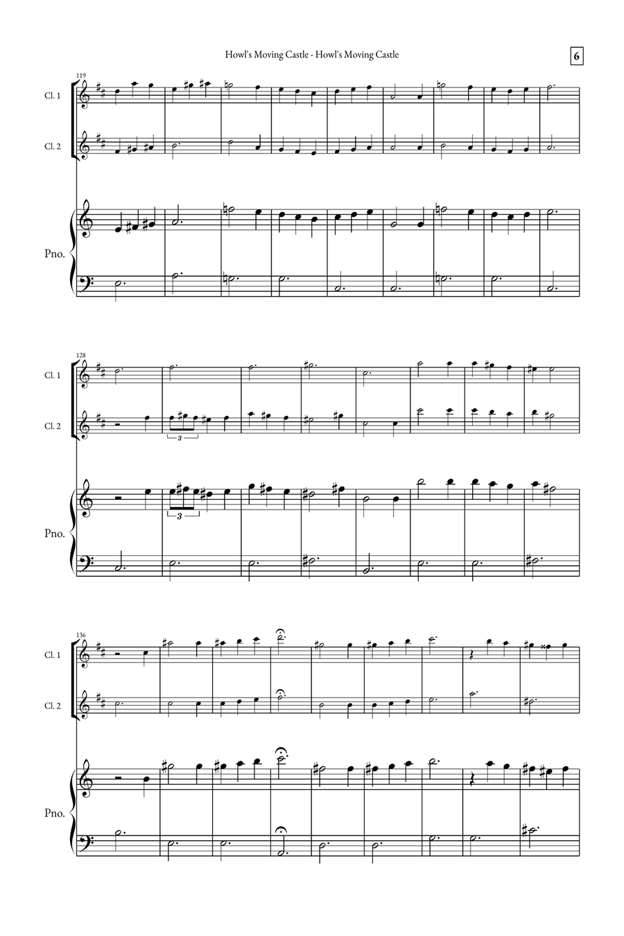 Howl's Moving Castle Woodwind Duet scores gallery preview page 6