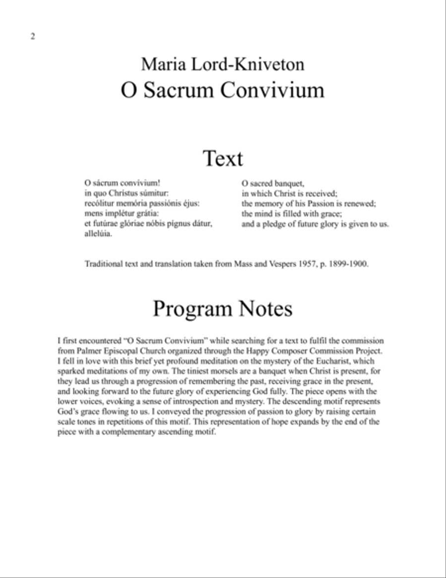 O Sacrum Convivium O Sacrum Convivium 4-Part scores gallery preview page 2