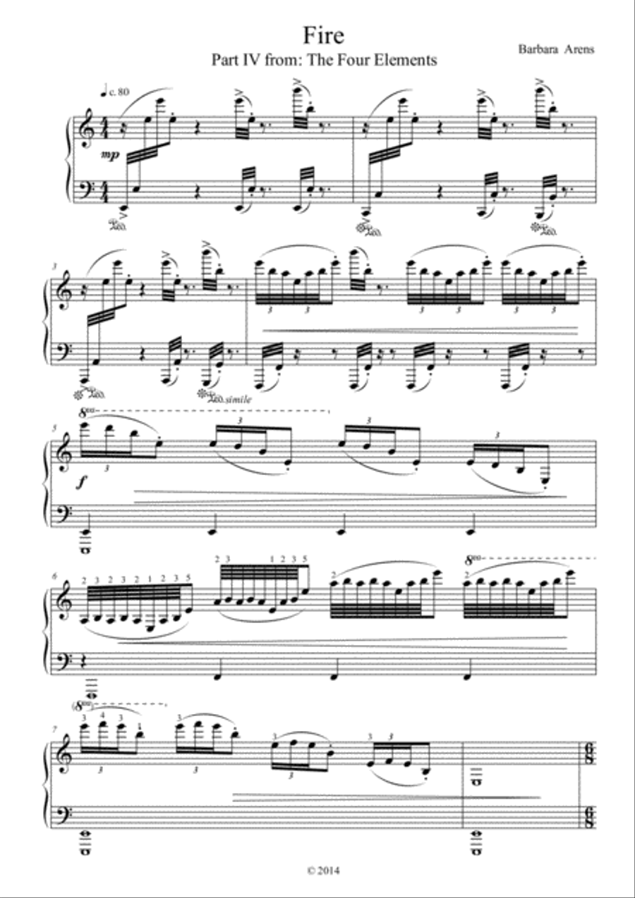 Fire : Part IV of The Elements Easier Version Piano Solo scores gallery preview page 1