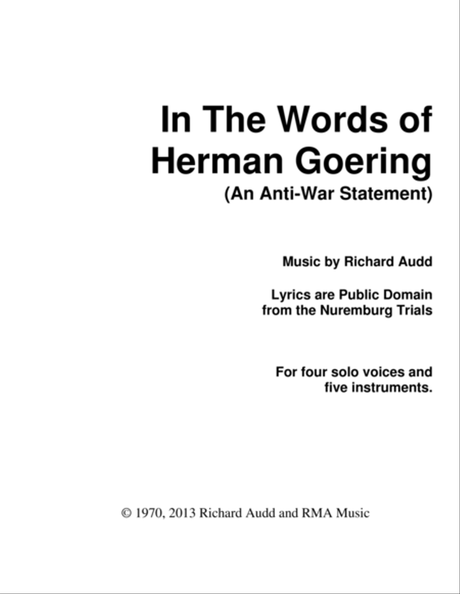 In The Words of Herman Goering Small Ensemble scores gallery preview page 1