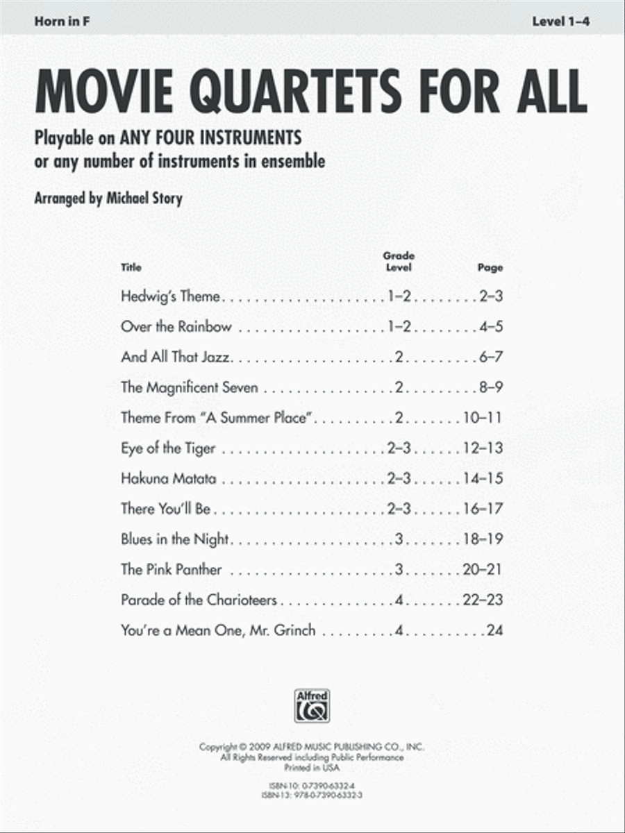 Movie Quartets for All Movie Quartets for All Small Ensemble scores gallery preview page 2