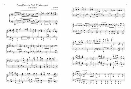 Bartok Piano Concerto No. 3, Mov. 3 for Piano Solo