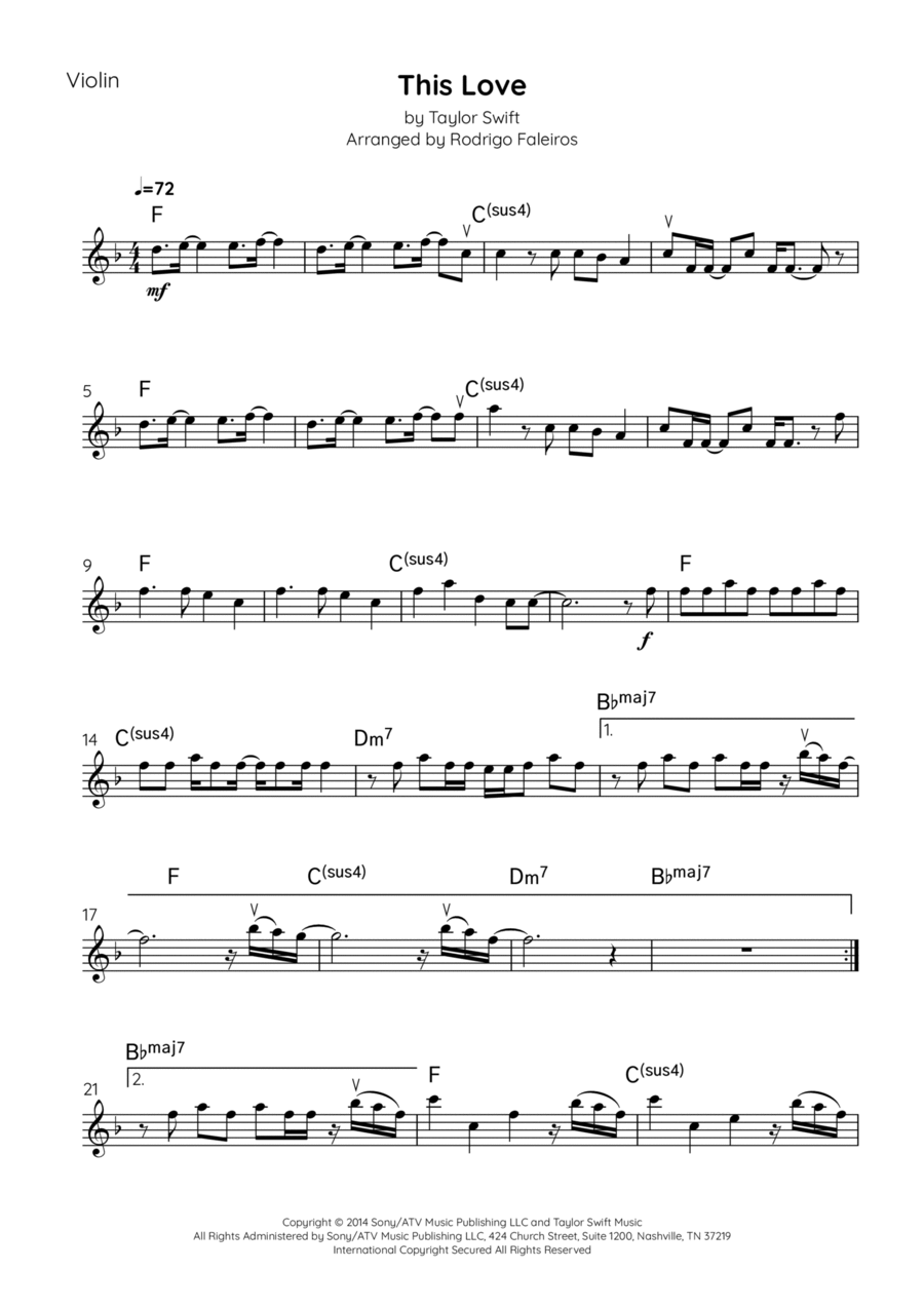 This Love Violin Solo scores gallery preview page 1