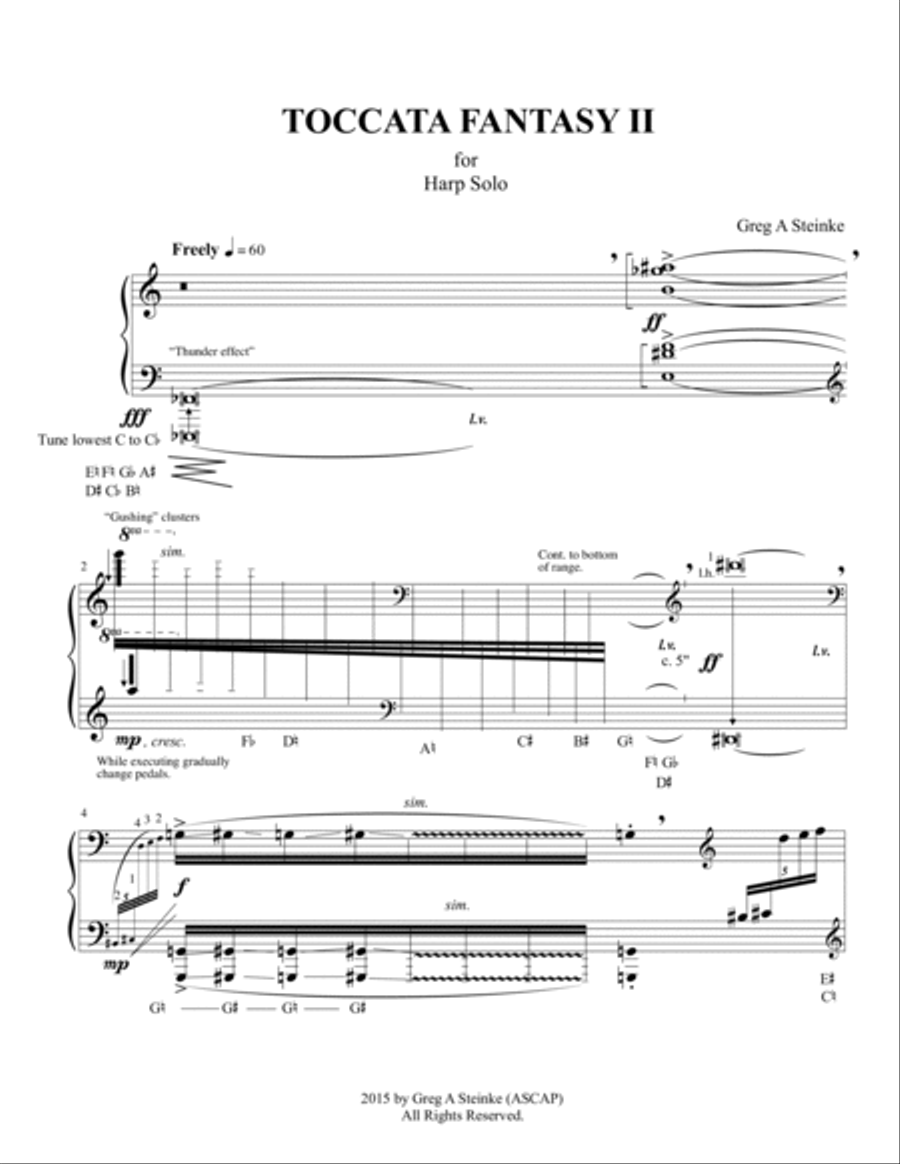 Toccata Fantasy II for Harp Solo Harp scores gallery preview page 3