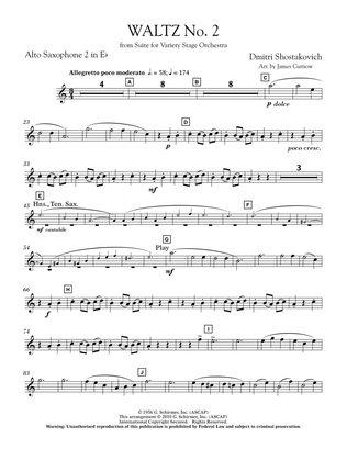 Book cover for Waltz No. 2 (from Suite For Variety Stage Orchestra) - Eb Alto Saxophone 2