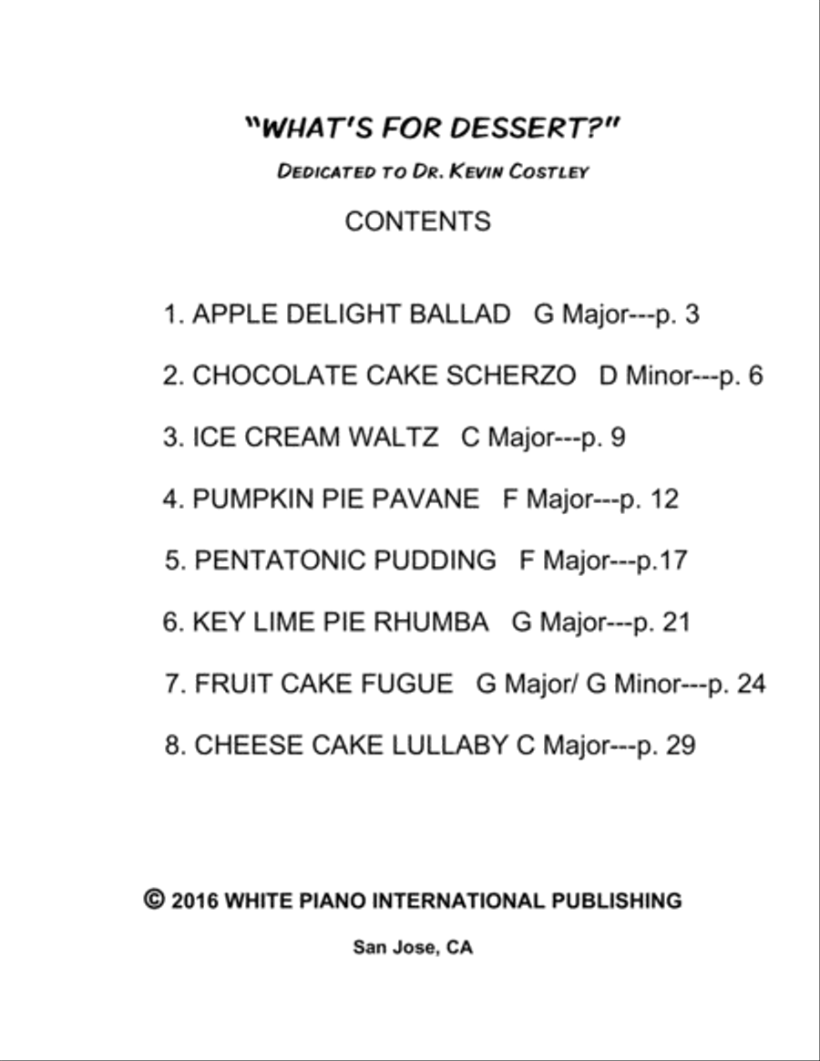WHAT'S FOR DESSERT? (8 Piano Pieces by Robert Van Horne) Easy Piano scores gallery preview page 2