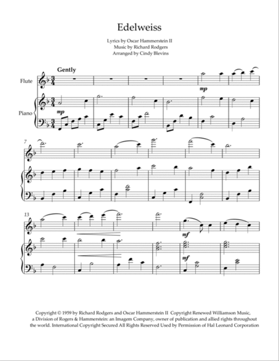 Edelweiss Flute Solo scores gallery preview page 2