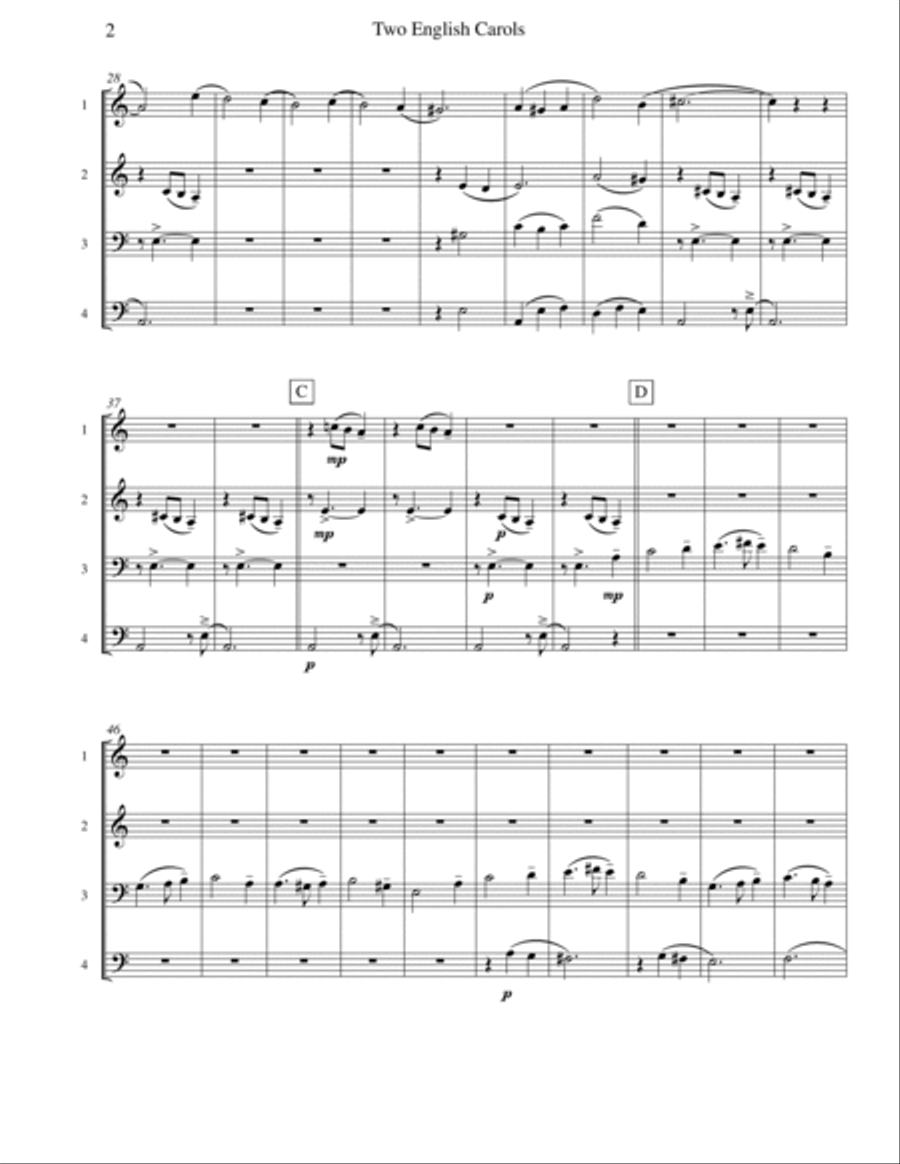 Two English Carols (Coventry Carol; What Child Is This?) - Mixed Quartet Viola scores gallery preview page 3