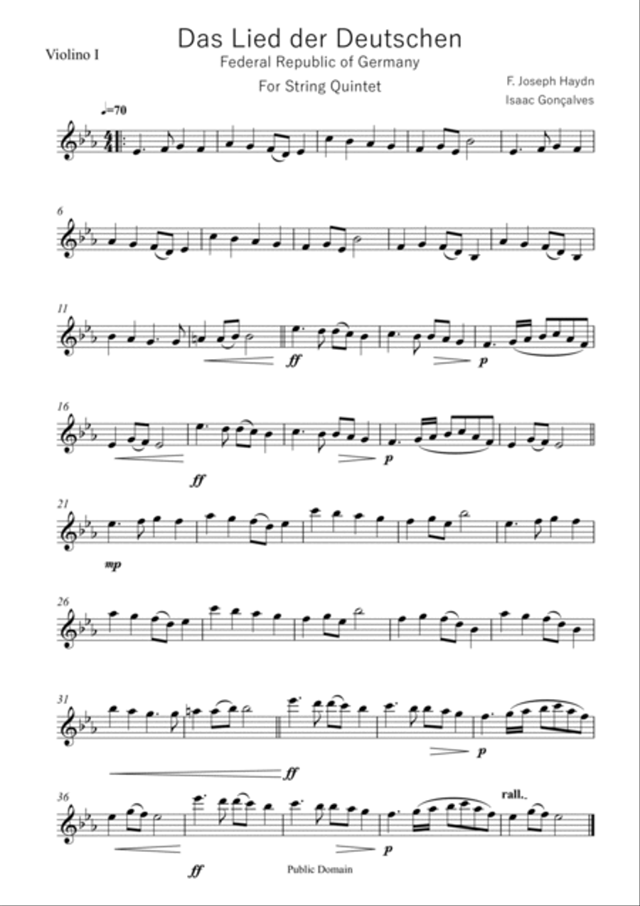 German National Anthem String Quintet scores gallery preview page 4
