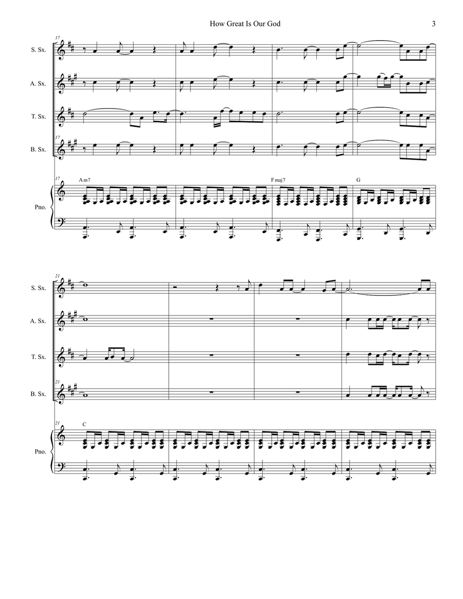 How Great Is Our God Saxophone Quartet scores gallery preview page 3