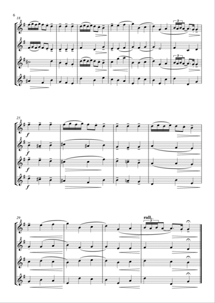 Six Classical Minuets for Recorder Quartet Recorder scores gallery preview page 6