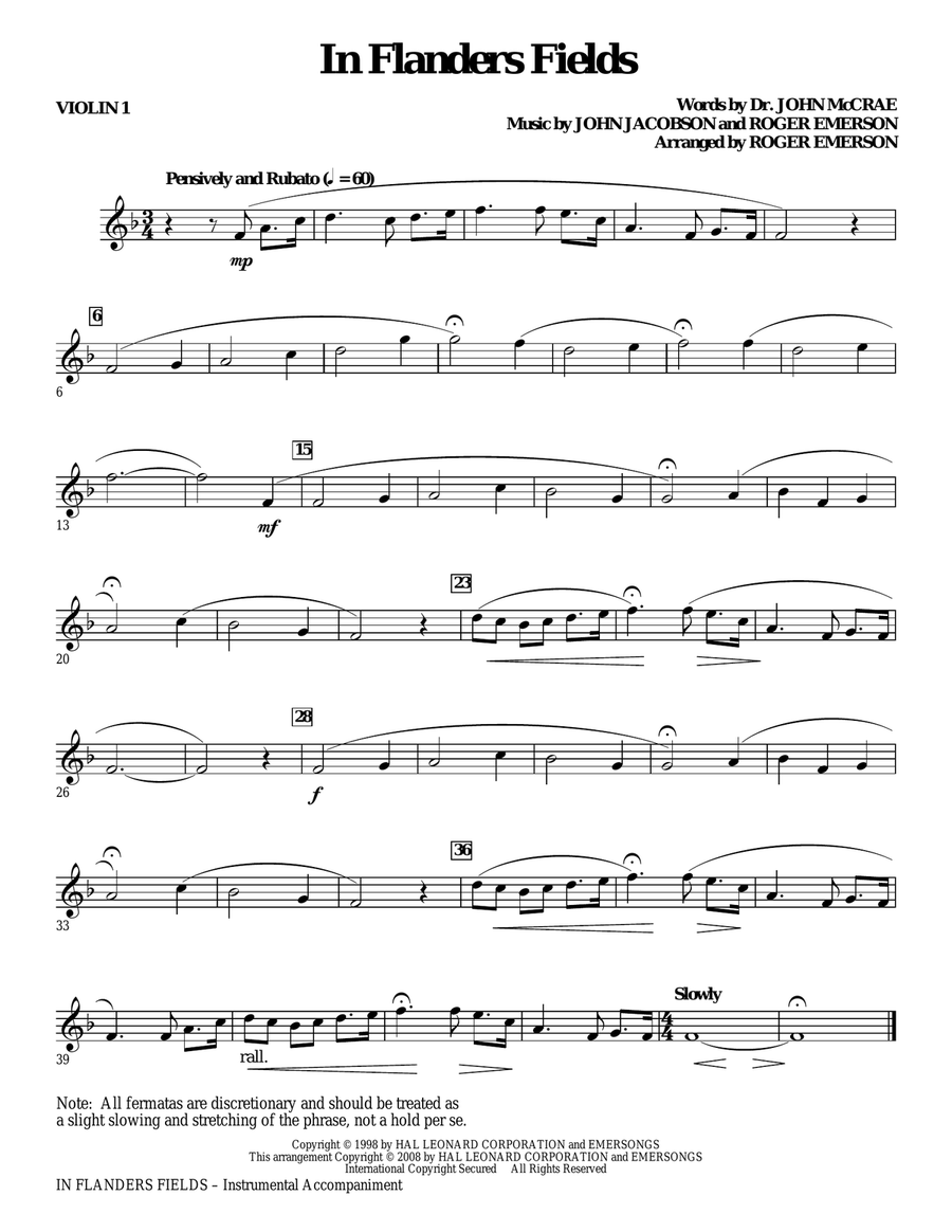 In Flanders Fields - Violin 1
