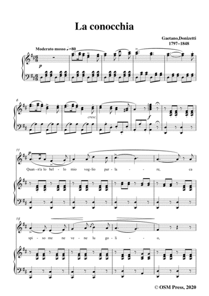 Donizetti-La conocchia,in D Major,for Voice and Piano image number null