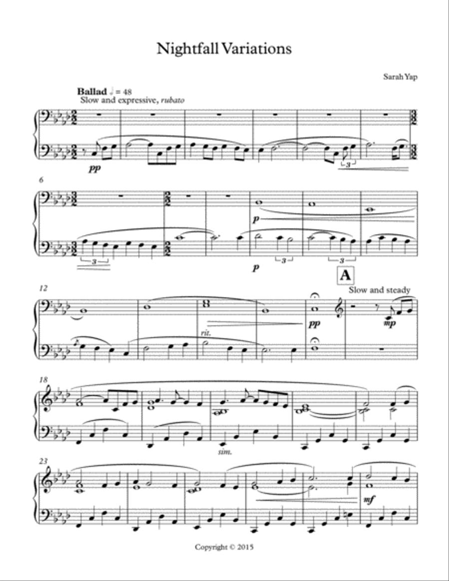 Fall of Dark (Nocturne) Easy Piano scores gallery preview page 2