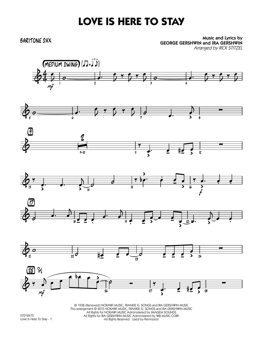 Love Is Here To Stay - Baritone Sax Jazz Ensemble scores gallery preview page 1