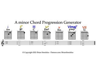 Book cover for A minor Chord Progression Generator (small)
