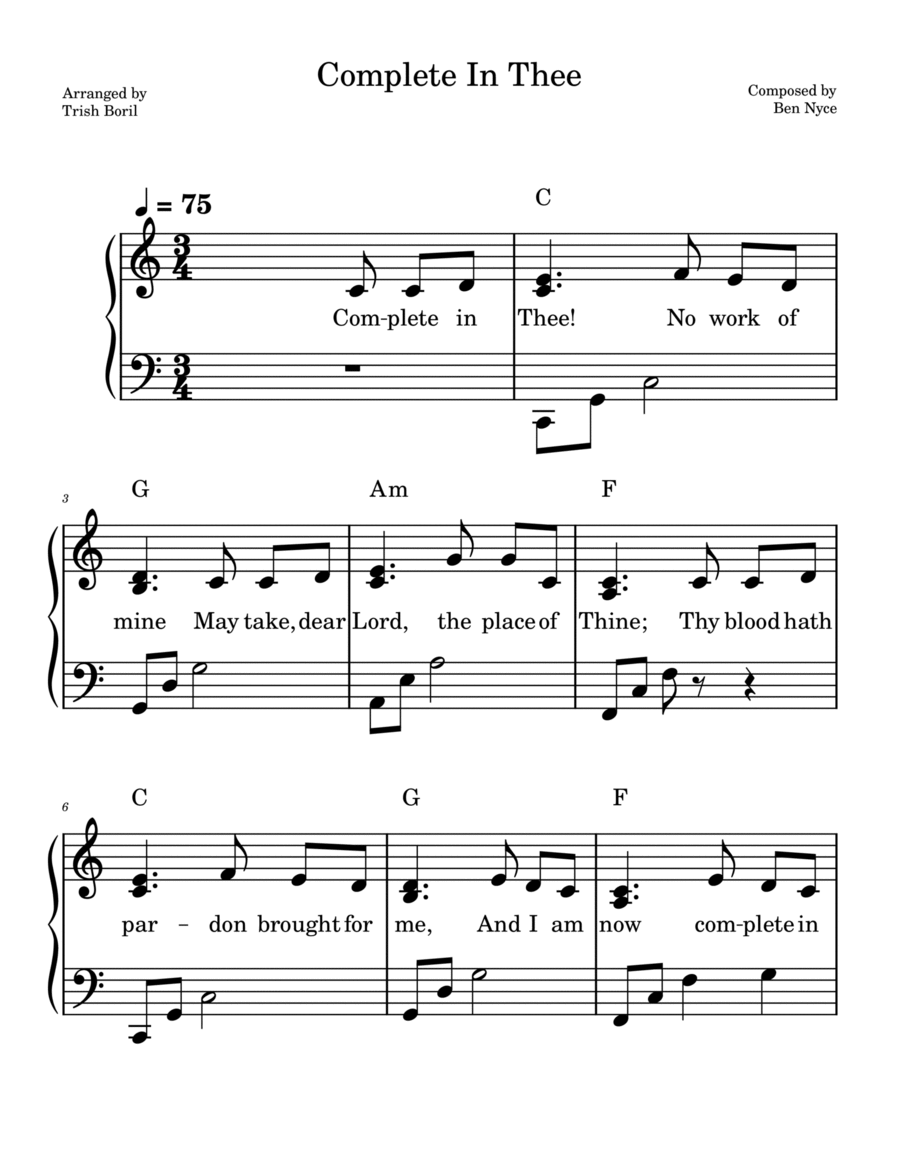 Book cover for Complete In Thee Hymn | Easy Harp Solo | Key of C