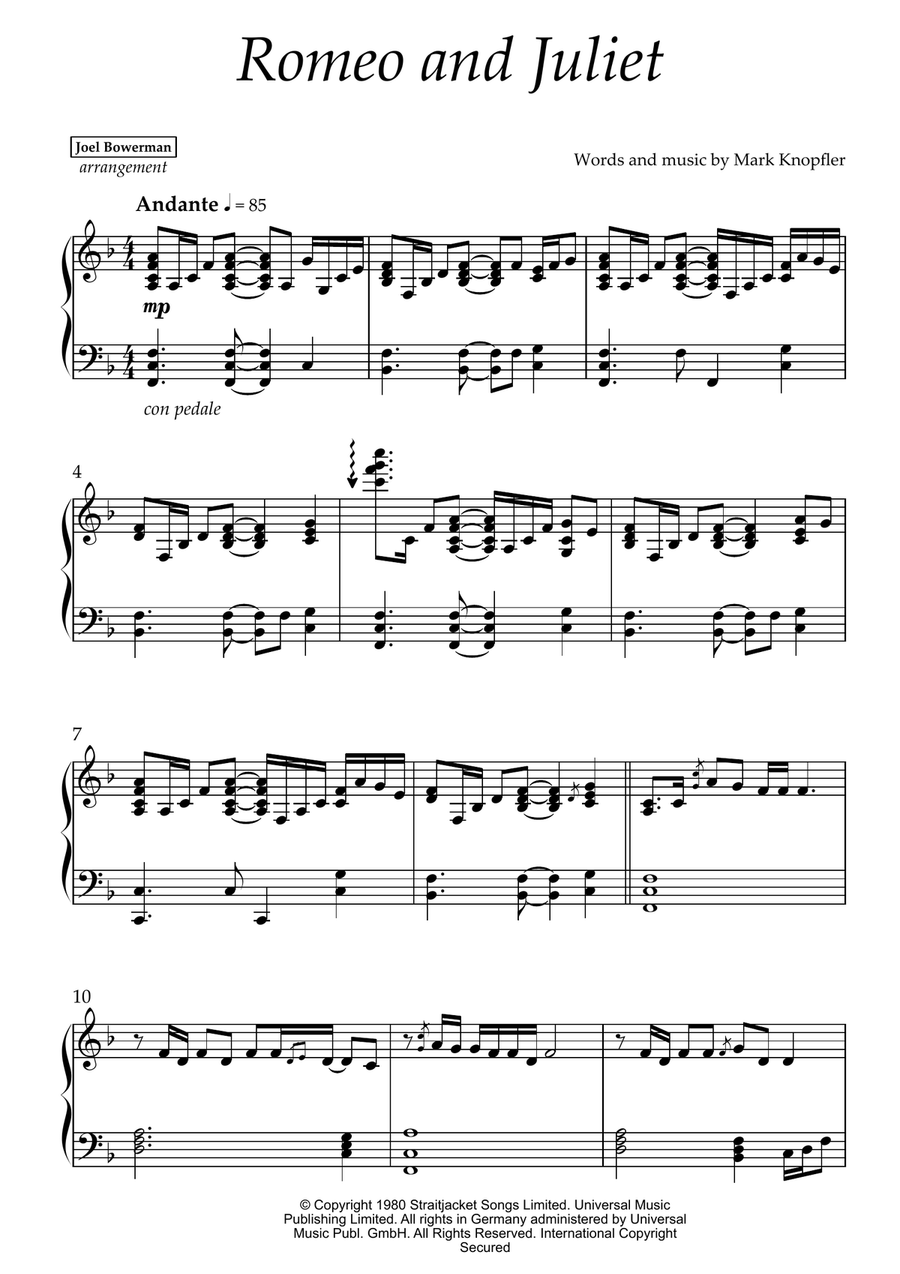 Romeo And Juliet Piano Solo scores gallery preview page 1