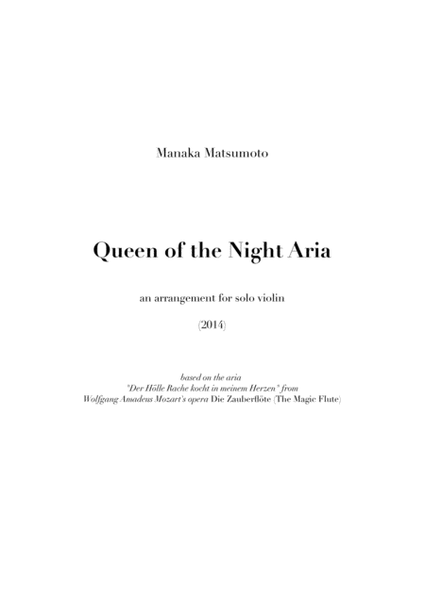 The Magic Flute - Queen of the Night Aria (arr. for solo violin)
