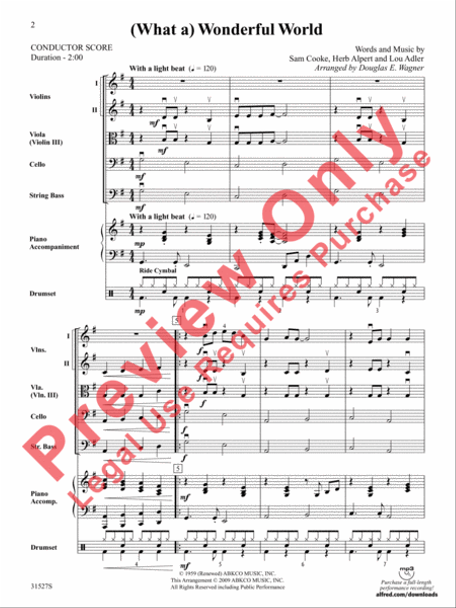 (What a) Wonderful World String Orchestra scores gallery preview page 3