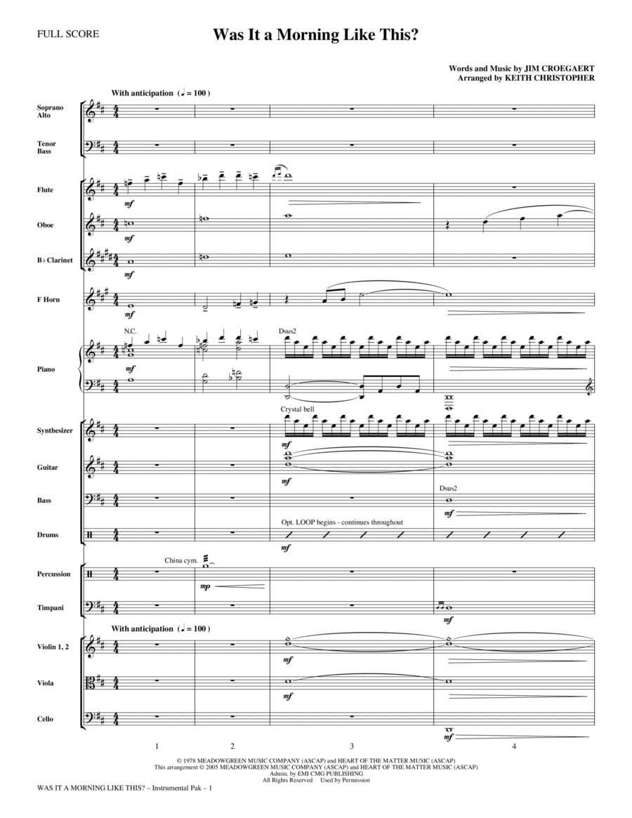 Was It A Morning Like This? - Full Score