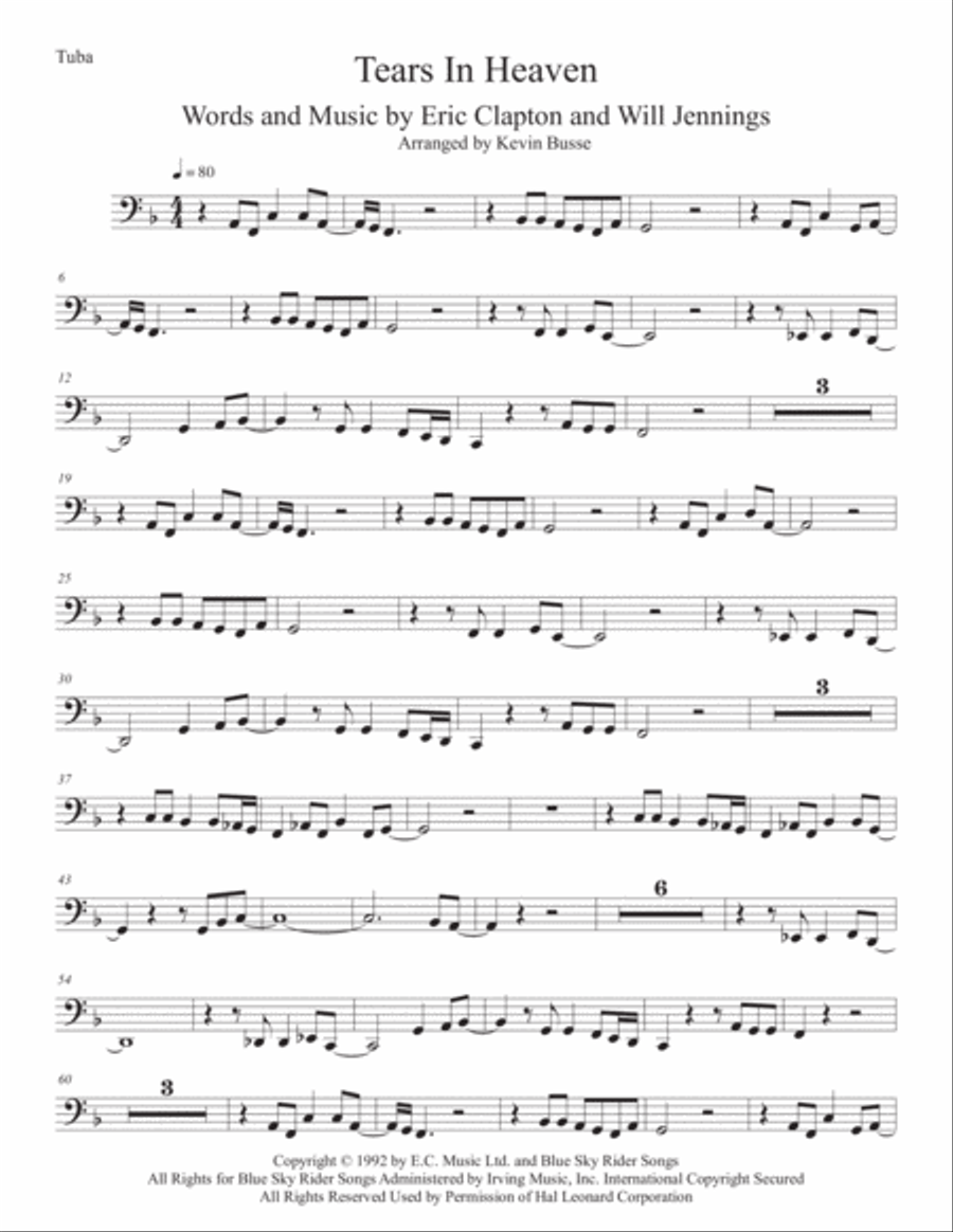 Tears In Heaven Tears In Heaven Tuba scores gallery preview page 1
