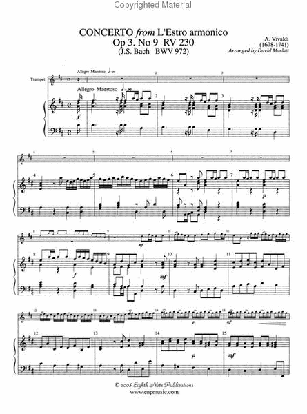 Concerto from L'estro armonico Op. 3, No. 9