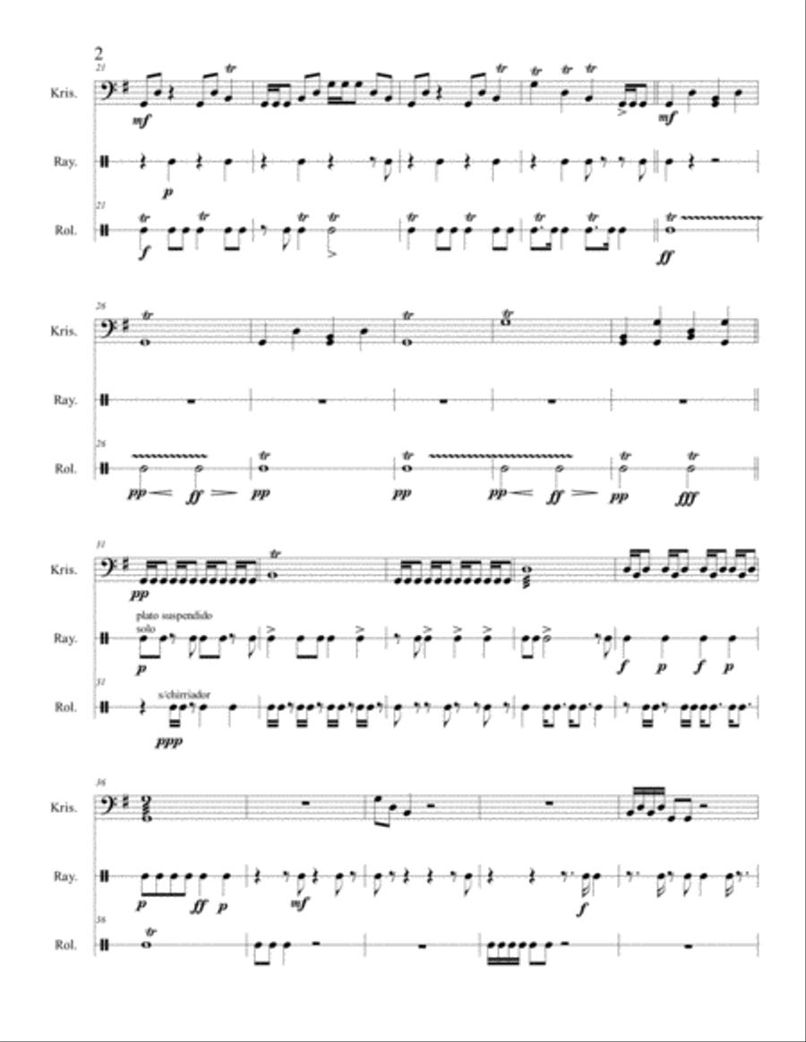 Estudio Corto para Tres -percussion. Score and parts. Small Ensemble scores gallery preview page 2