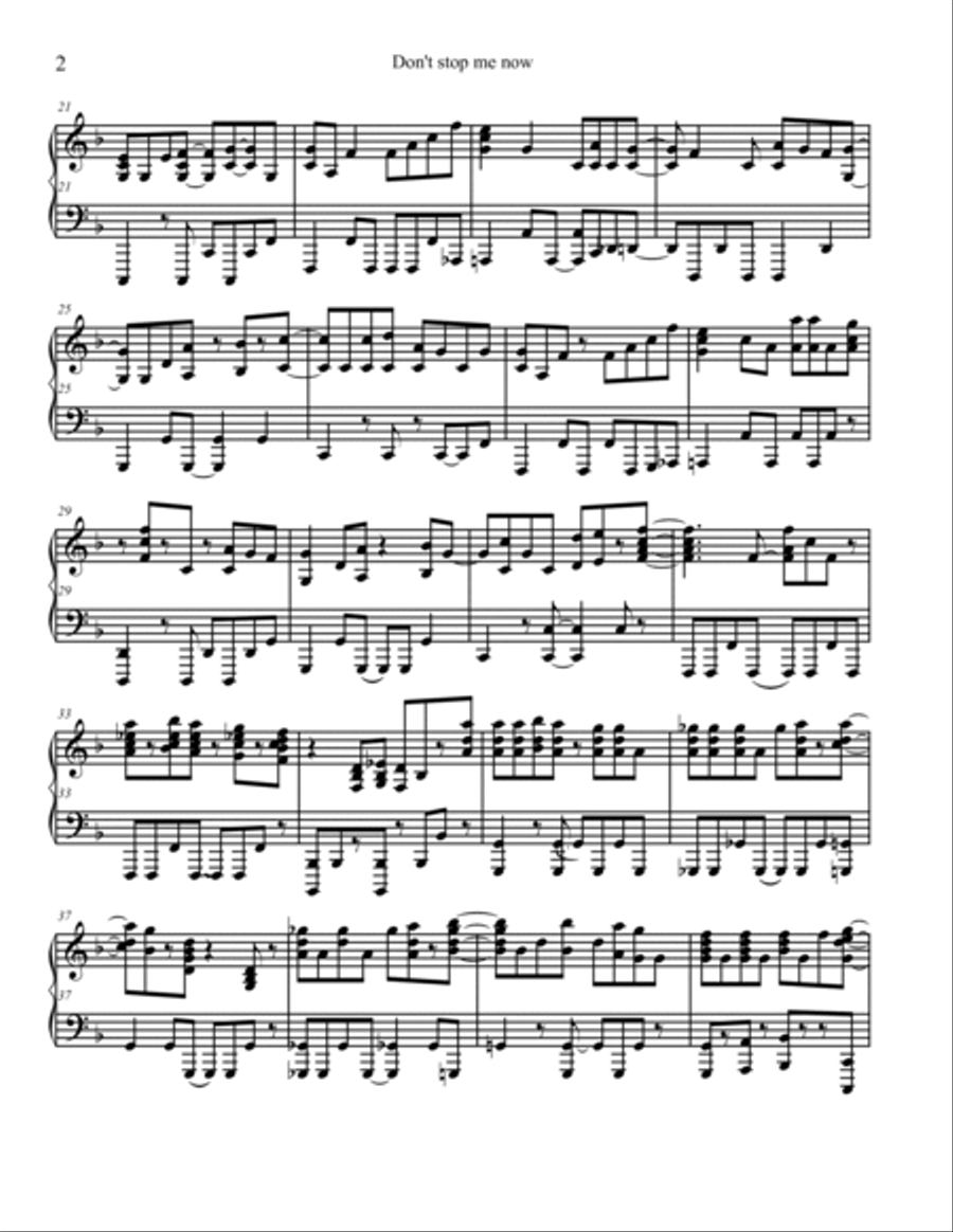 Don't Stop Me Now Piano Solo scores gallery preview page 2