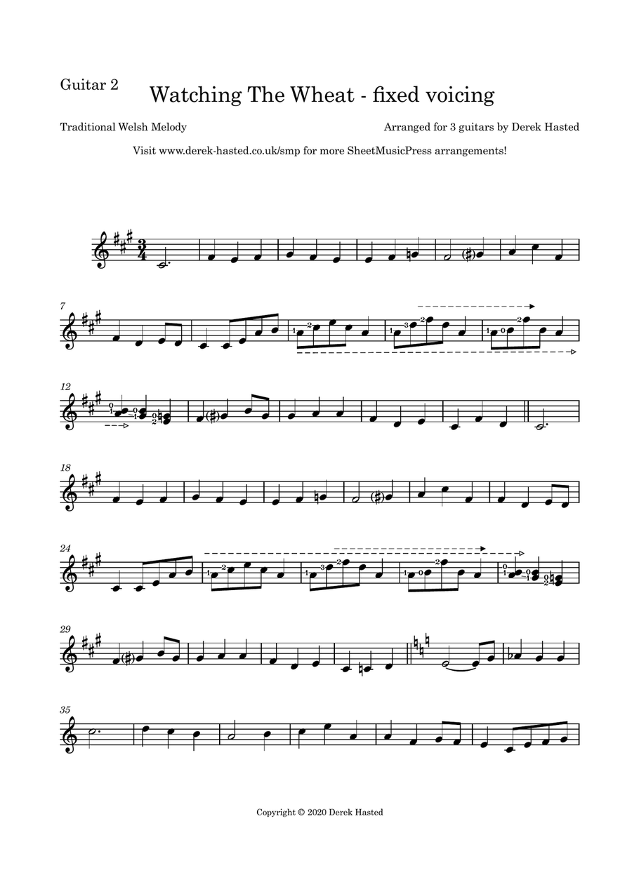 Watching The Wheat - 3 guitars Guitar Ensemble scores gallery preview page 6