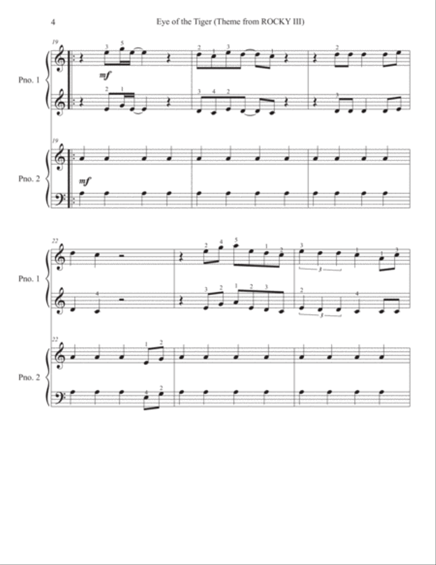 Eye Of The Tiger Easy Piano scores gallery preview page 4