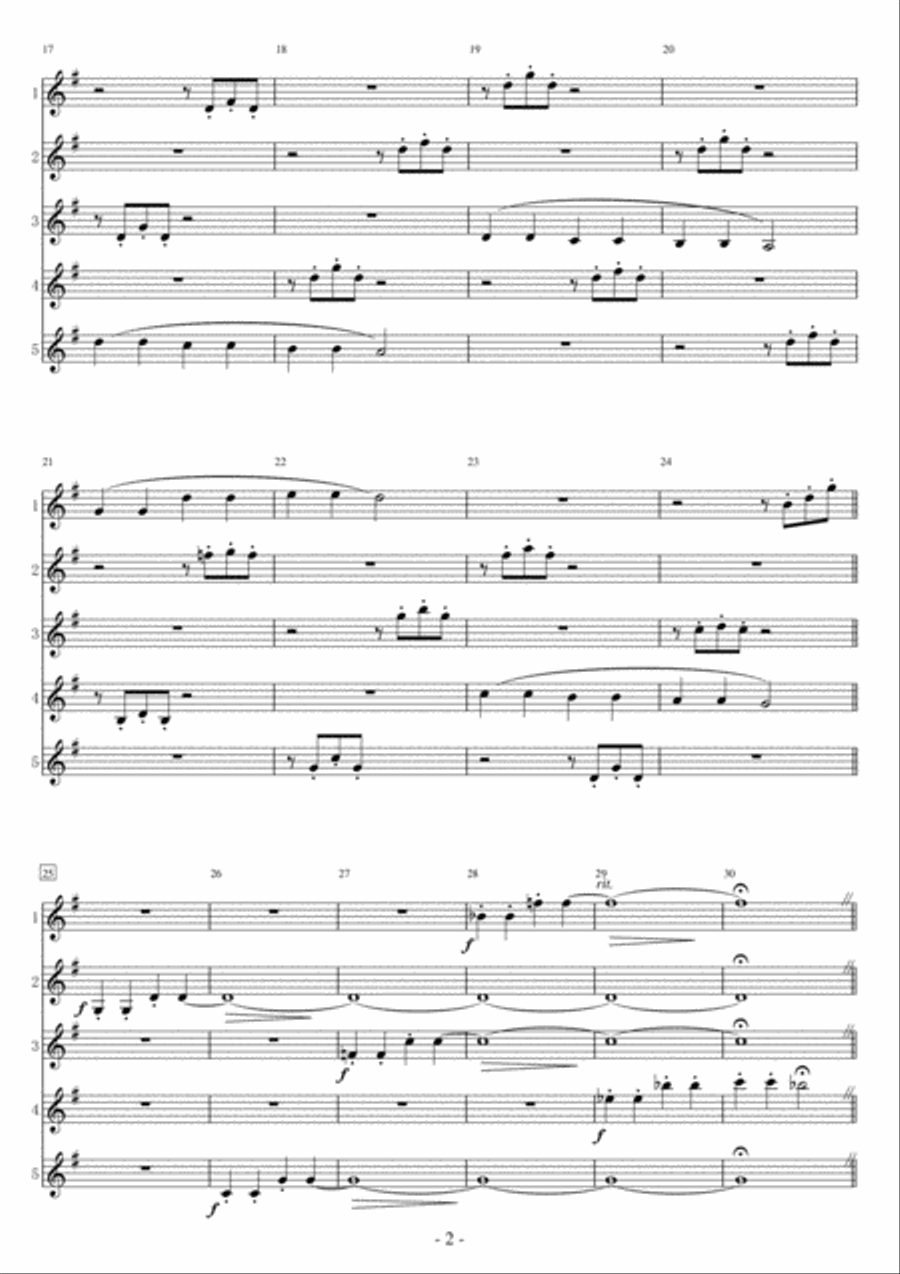<EZ Clarinet Quintet> Twinkling Little Five Stars Clarinet Quintet scores gallery preview page 2