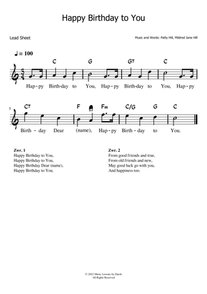 Happy Birthday to You (LEAD SHEET) [Patty Hill, Mildred Jane Hill]