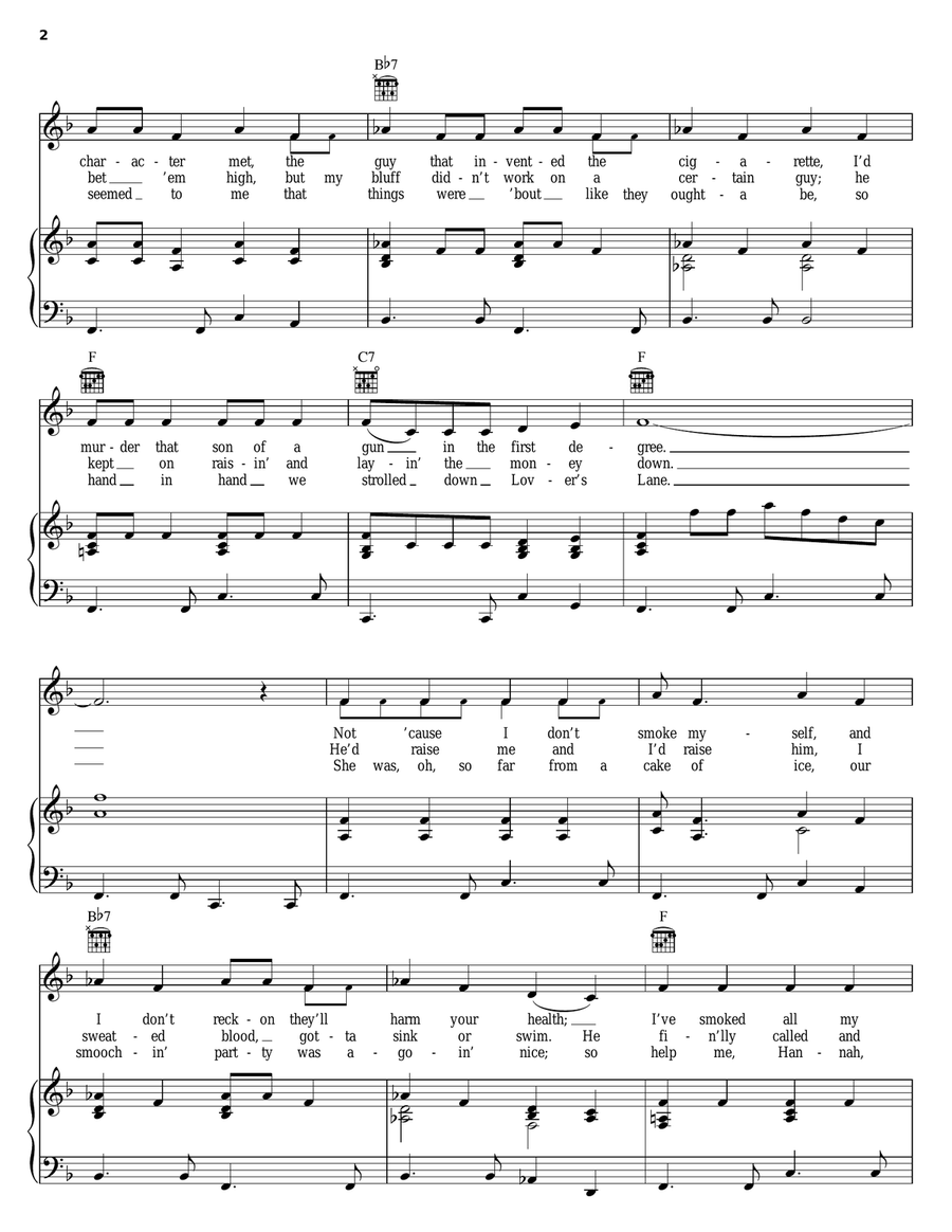 Smoke, Smoke, Smoke (That Cigarette) Piano, Vocal, Guitar scores gallery preview page 2