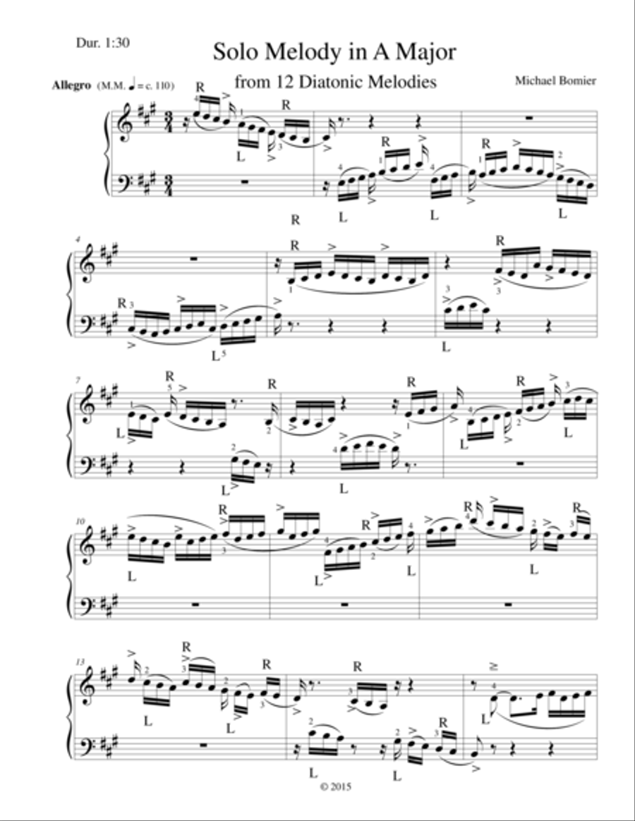 Melody in A Solo from 12 Diatonic Melodies Piano Method scores gallery preview page 2