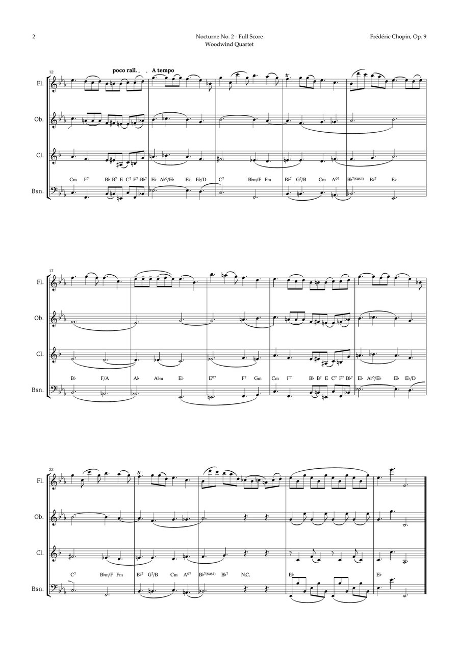 Nocturne by Chopin for Woodwind Quartet Woodwind Quartet scores gallery preview page 2