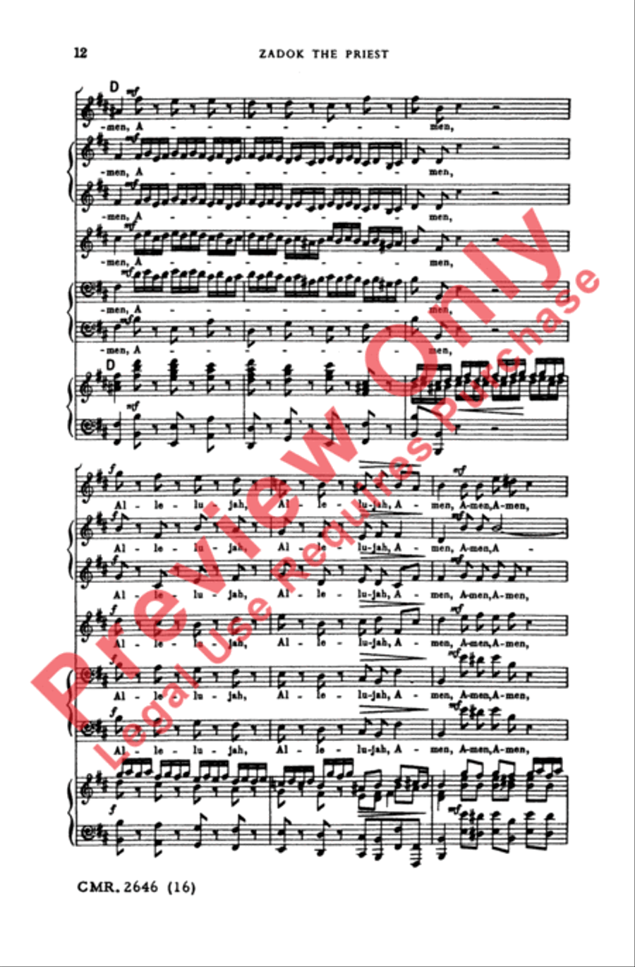 Zadok the Priest 4-Part scores gallery preview page 12