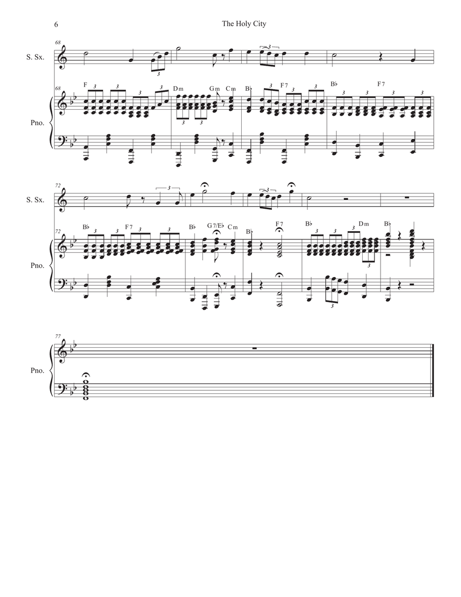 The Holy City (Soprano Saxophone and Piano) Soprano Saxophone scores gallery preview page 6