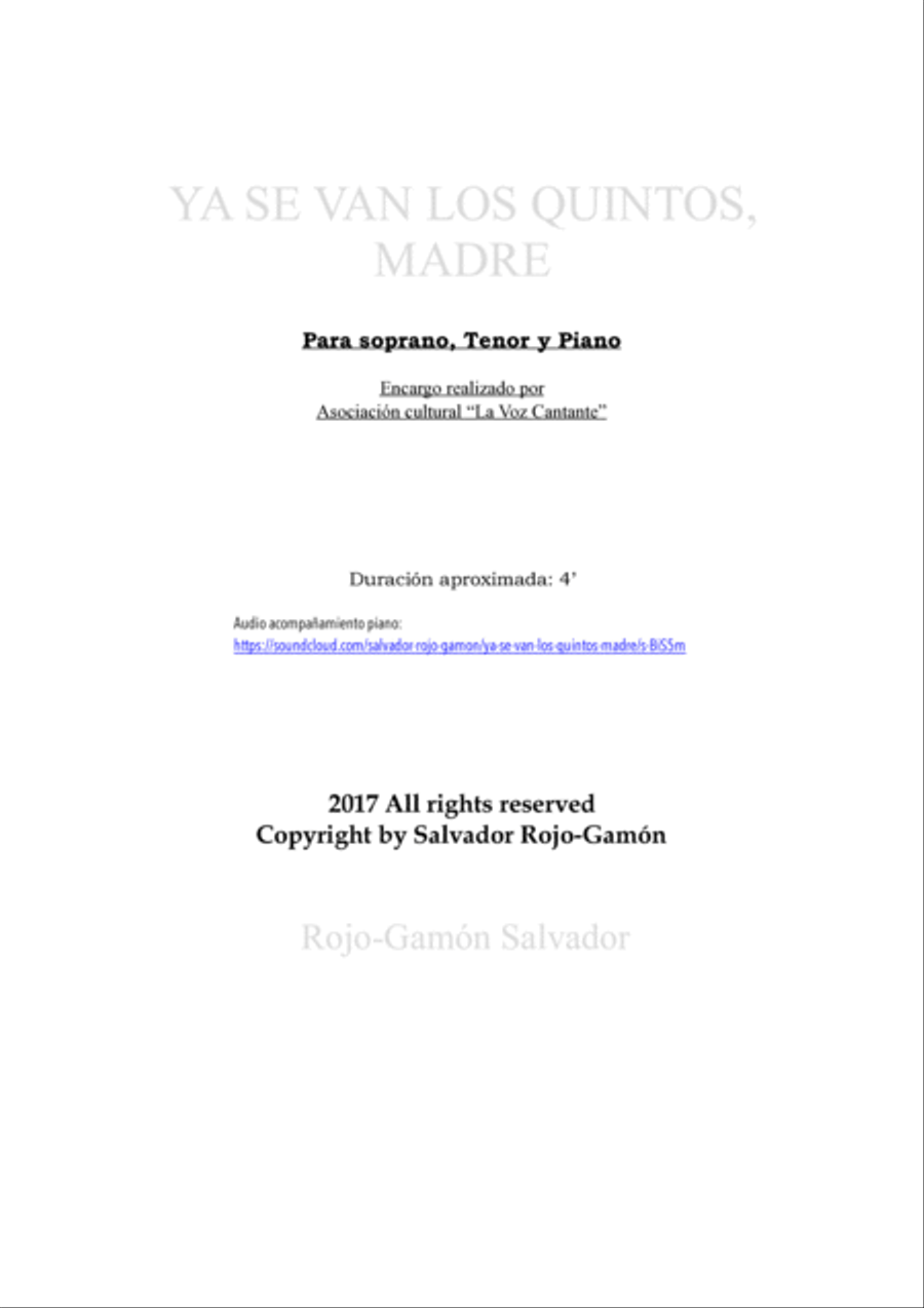 Ya se van los quintos, madre Tenor Voice scores gallery preview page 2