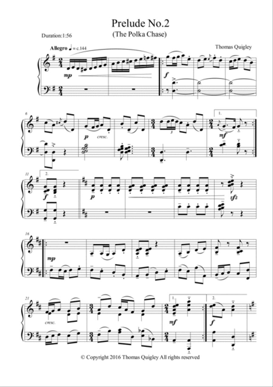 Prelude No.2 ( The Polka Chase) Piano Solo scores gallery preview page 2