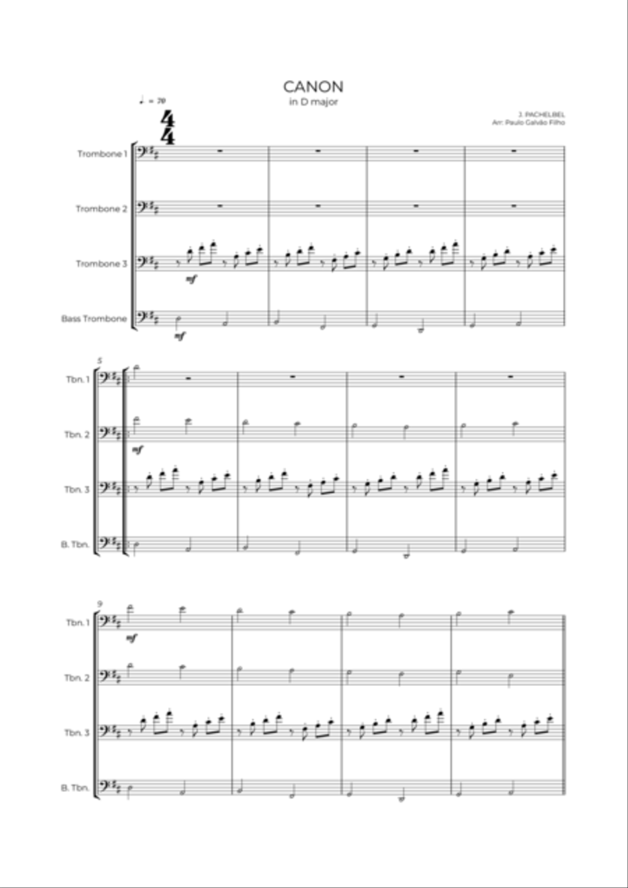 CANON IN D - TROMBONE QUARTET Trombone Quartet scores gallery preview page 2