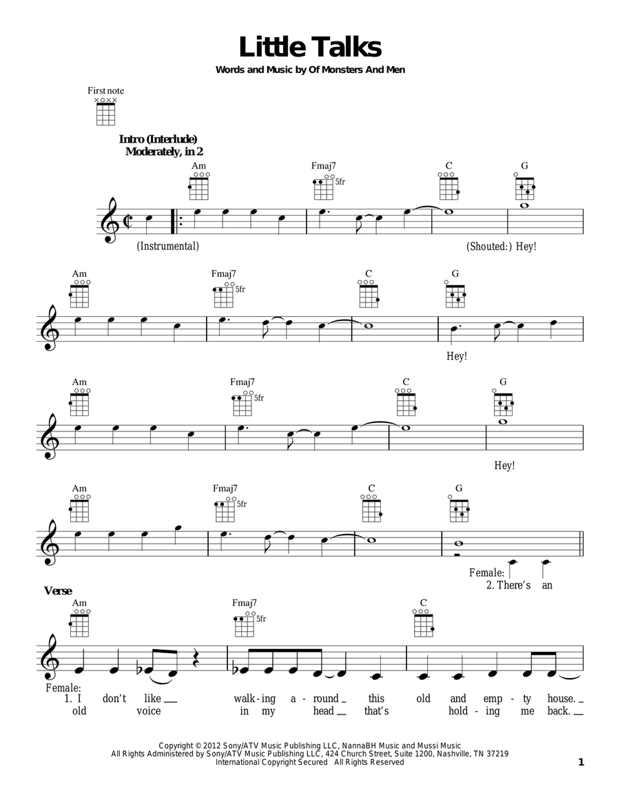 Little Talks Ukulele scores gallery preview page 1